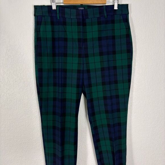 New J. Crew Blue & Green Plaid Ruby Full Length Straight Leg Dress Pants Size 14 - Picture 3 of 7
